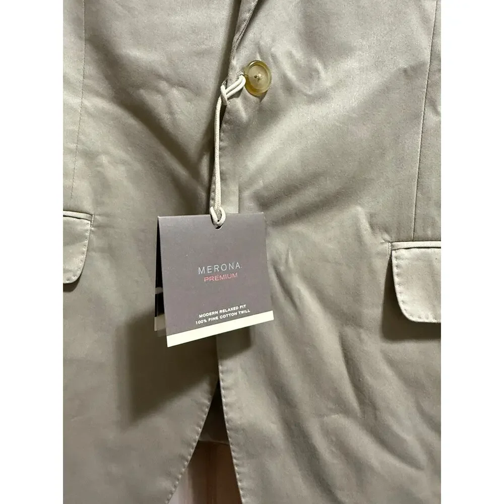 Merona Premium Relaxed Fit 100% Fine Cotton Twill Suit Jacket - Size 42R - NWT